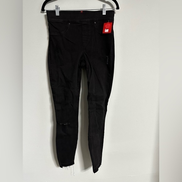 SPANX Distressed Denim Legging VTG Black 20213R Pull On Stretch Jegging Pant S/P - Picture 3 of 13